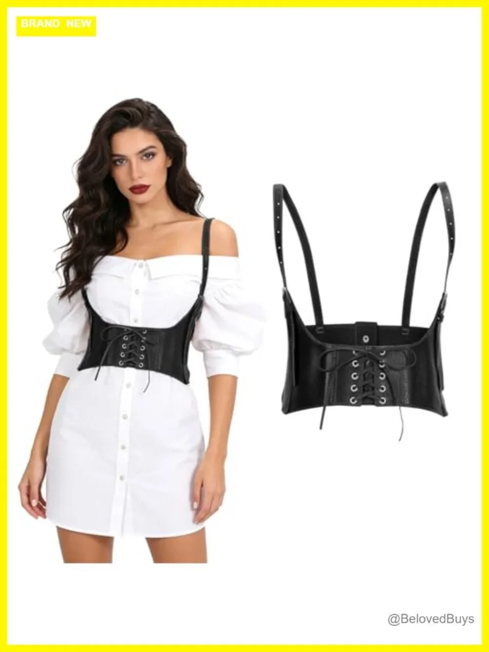 Faux Leather Corset Waist Belt Lace-up Underbust Waspie Steampunk